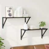 vidaXL Șemele de perete cu raft 2 pcs Stejar Negru 60 x 25 x 25,5 cm 882858