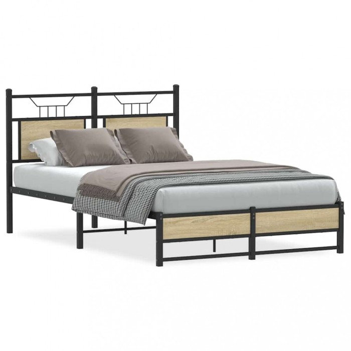 vidaXL Cadru pat fără saltea stejar sonoma 120x190 cm, lemn prelucrat 4106959