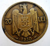 Moneda Romania Carol II, 20 Lei, 1930, Paris, KM# 51, Nichel-Alama