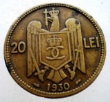 Moneda Romania Carol II, 20 Lei, 1930, Paris, KM# 51, Nichel-Alama