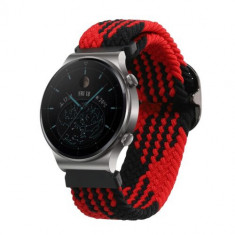 Curea pentru Huawei Watch GT 2 Pro/Watch GT 2e/Watch GT 2 (46mm), Kwmobile, Negru/Rosu, Nylon, 59429.03