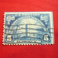 Timbru SUA 1924 -5C albastru- 300 Ani de la venirea hughenotilor ,stampilat