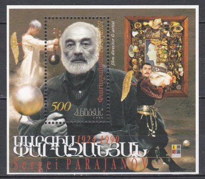 Armenia 1999 - A 75-a aniversare a nașterii lui Serghei Parajanov, Artist și regizor, Colita, MNH foto