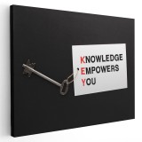 Tablou mesaj motivational despre cunoastere, negru 1473 Tablou canvas pe panza CU RAMA 20x30 cm