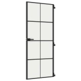 Cumpara ieftin Usa de interior negru 83x201,5 cm sticla securiz./aluminiu slim
