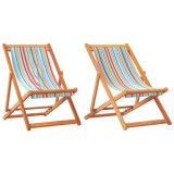 Scaune pliante 2 buc. Material textil multicolor
