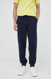 Cumpara ieftin United Colors of Benetton pantaloni de trening din bumbac culoarea albastru marin, neted