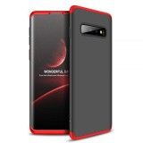 Husa Samsung Galaxy S10 - Protectie 360 grade, 3 in 1, Plastic, Neagra/Rosie
