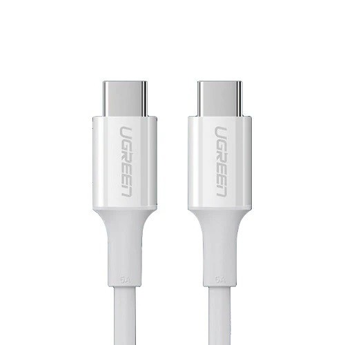 CABLU alimentare si date Ugreen, &quot;US300&quot;, Fast Charging Data Cable pt. smartphone, USB Type-C la USB Type-C, 5A, 1m, alb &quot;60551&quot; (timbru verde 0.08 le