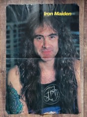 Afis vechi anii 90, Iron Maiden si WASP, vintage, hartie, fata-verso, rock, 59x40.5cm