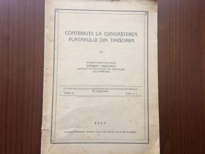 contributii la cunoasterea platanului din timisoara t. cernescu 1944 carte veche foto