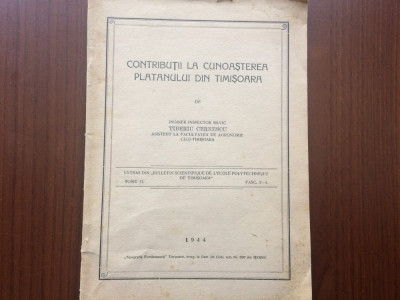 contributii la cunoasterea platanului din timisoara t. cernescu carte veche 1944 foto