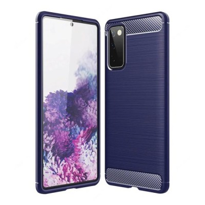Husa pentru Samsung Galaxy S20 4G / S20 5G - Techsuit Carbon Silicone - Blue foto