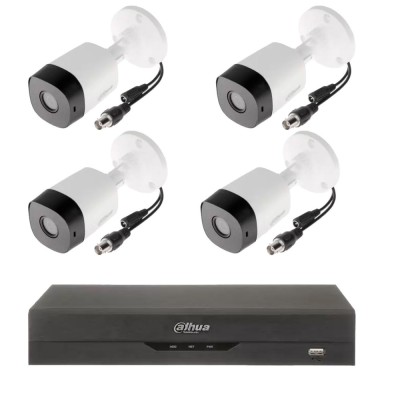 Kit supraveghere basic Dahua 4 camere exterior 2MP lentila 3.6mm, IR 20m, DVR Pentabrid 4 canale 5MP SafetyGuard Surveillance foto