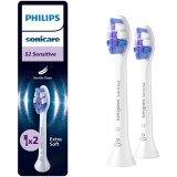 Rezerve Philips Sonicare Sensitive HX6052/87, pachet de 2 capete de periere, Standard, click-on, sincronizarea modurilor BrushSync, Alb
