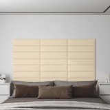 Panouri de perete, 12 buc., crem, 60x15 cm, textil, 1,08 m&sup2;