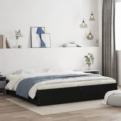 vidaXL Cadru de pat cu sertare negru 200x200 cm lemn prelucrat foto