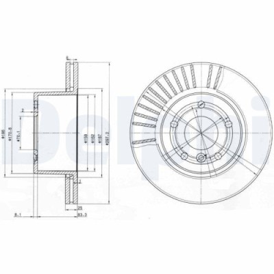Set discuri frana Land Rover Discovery 2 (L318), 2.5 Td5 4x4, 4.0 V8 4x4, punte fata, 297x25, ventilat, DELPHI foto