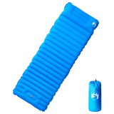 vidaXL Saltea de camping auto-gonflabilă, cu pernă integrată, albastru