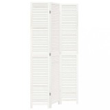 Paravan camera 3 panouri, alb, lemn masiv paulownia