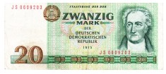 Germania DDR 20 Mark 1975 P-29 Seria 0609203 foto