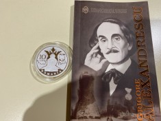 Moneda argint comemorativa 10 lei Romania 2010 , Grigore Alexandrescu foto