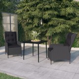 VidaXL Set de mobilier pentru grădină, 3 piese, gri &icirc;nchis