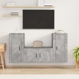 Cumpara ieftin Set dulapuri TV, 3 piese, gri beton, lemn prelucrat
