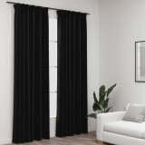 VidaXL Draperii opace aspect in, c&acirc;rlige, 2 buc., antracit, 140x245 cm