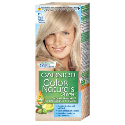 Vopsea Permanenta de Par 111 Blond Super Deschis Cenusiu, Garnier Color Naturals, 110 ml, Vopsea de Par, Vopsea Par Permanenta, Vopsea Permanenta Blon foto