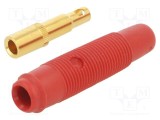 Conector banană 4mm roșie aurit 16A 30VAC 60VDC Hirschmann T&amp;M