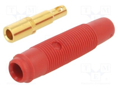 Conector banană 4mm roșie aurit 16A 30VAC 60VDC Hirschmann T&amp;amp;M foto