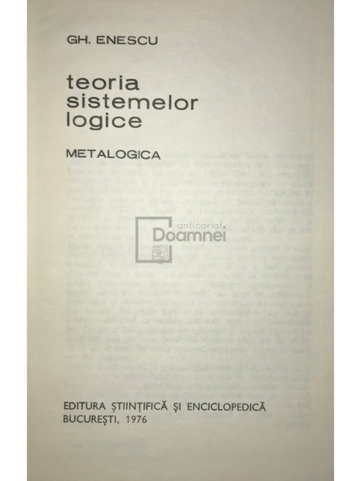 Gh. Enescu - Teoria sistemelor logice (Editia: 1976)