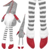 Spiridus decorativ de Craciun gri, cu picioare lungi, 50 cm