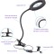 Lupa de masa de 110 mm diametru, cu iluminare LED, ajustabila, Lampa cu 10 niveluri de luminozitate, clema de fixare si 3 culori selectabile