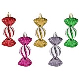 Cumpara ieftin Set globuri Craciun, forma bomboana, pentru brad, din plastic, multicolor, 5 buc