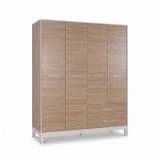 Cumpara ieftin Dulap Haine Adore London, 4 usi si 2 sertare, Alb - Stejar, 159 x 202 x 52 cm