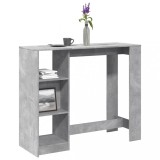 Cumpara ieftin Masă de bar cu raft, gri beton, 124x46x103,5 cm, lemn prelucrat