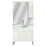 Set Mobilier Baie Leziter Nerva 85 Alb MDF cu Lavoar Ceramic