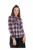 Camasa dama office in carouri cu funda si volanas la spate, 36, 38, 40, 42, 44, Roz, T&#039;esha