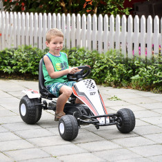 HOMCOM Gokart cu pedale pentru copii 3-8 ani scaun reglabil din metal plastic