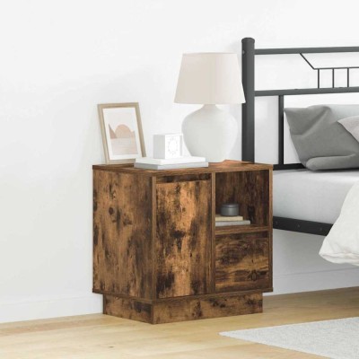 vidaXL Dulap de noapte Stejar afumat 50 x 34.5 x 50 cm Lemn compozit 869586 foto
