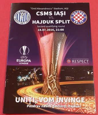 Program meci fotbal CSMS IASI - HAJDUK SPLIT (Europa League 14.07.2016) foto
