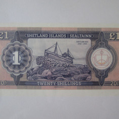 Shetland 1 Pound 2015 UNC,bancnotă specimen emisiune privată limitată Gabris