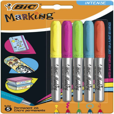 Bic Set 5 Buc Markere Permanent Colorate Intens Diverse Culori 937348 foto