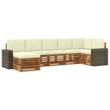 vidaXL Set canapea sectională modulară gradina exterior 7 piese Natural Crem