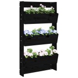 Jardiniera Perete 3 Niveluri vidaXL, Lemn Pin Negru 60x18.5x110cm, Ghiveci Vertical Gradina, Balcon