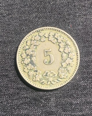 Moneda 5 rappen 1915 Elvetia foto