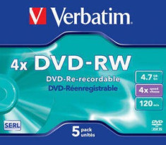 Mediu optic Verbatim 43285 DVD-RW Serl 4.7GB Silver 5 Bucati foto