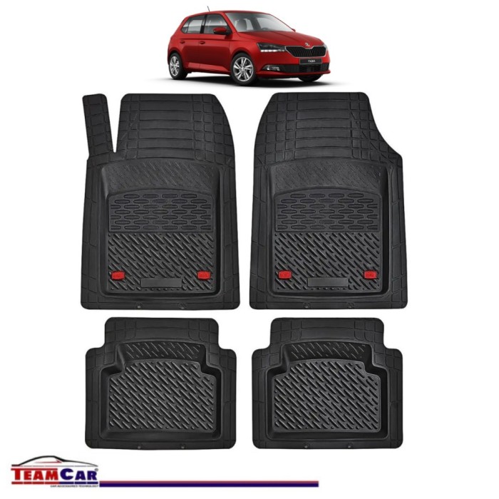 Covorase Auto TeamCar&reg; Tip Tavita Compatibile Skoda Fabia Generatia IV (2021&ndash;prezent) Negru Material Rezistent